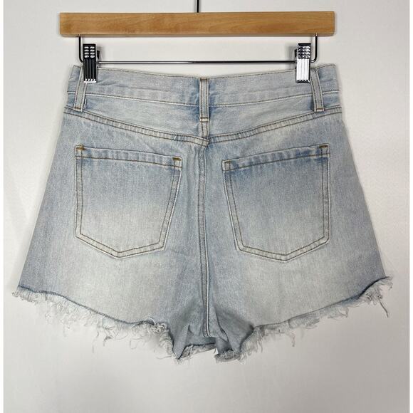 By Together S Light Wash Button Fly Denim Jean Shorts Cut Off Fray Hem Cotton - Picture 2 of 8